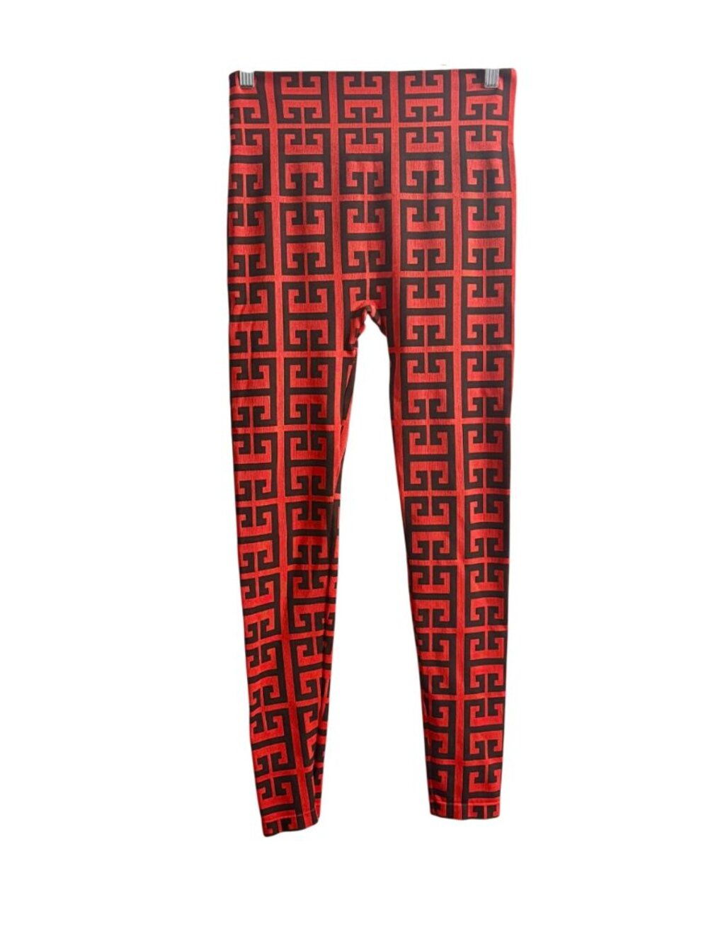New Look Red & Black Modern Geometric Print Grunge Leggings Athleticwear 1X/2X
